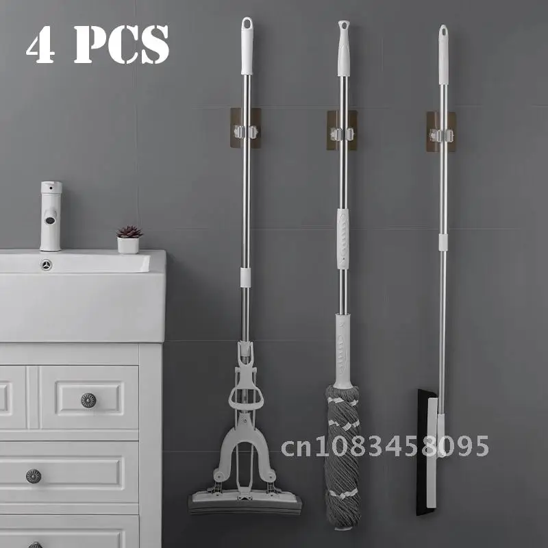 

Adhesive Multi-Purpose Hooks Wall Mounted Mop Organizer Holder RackBrush Broom Hanger Hook Strong Hook Kitchen Bathroom 2/4pcs