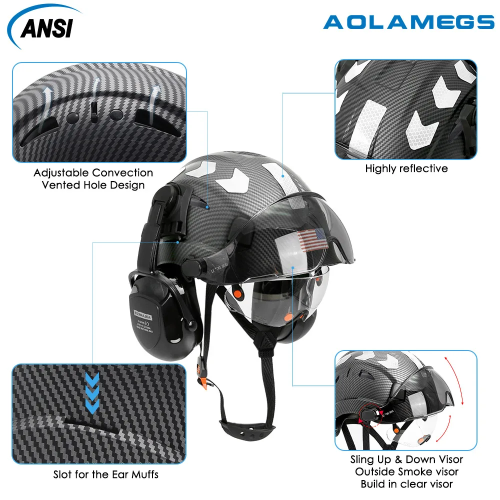Carbon Fiber Pattern Construction Safety Helmet, Proteção