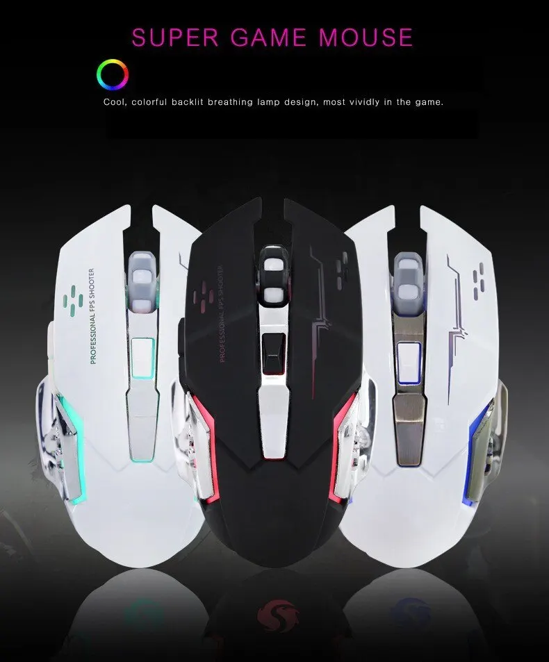 Rechargeable Wireless Mouse Gaming Computer Silent Bluetooth Mouse USB Mechanical E-Sports Backlight PC Gamer Mouse For Computer