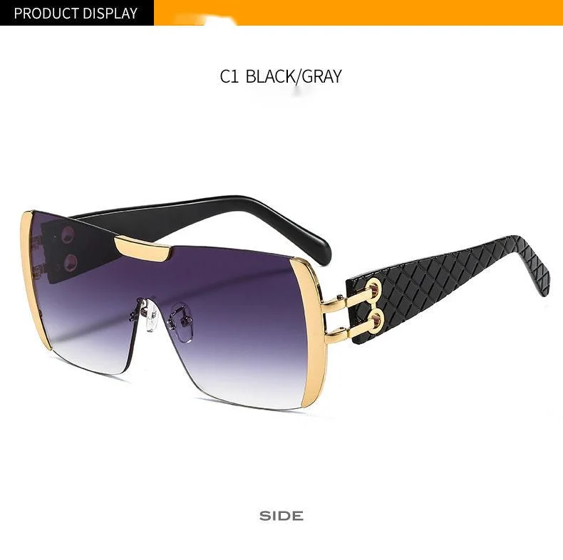 Nouveau grand cadre décoratif en métal intégré pour hommes et femmes, lunettes de soleil Instagram à la mode et personnalisées, lunettes de soleil colorées à la mode_voghion.com