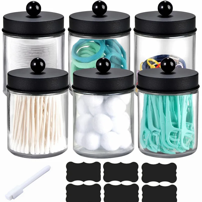 

Прозрачная пластиковая бутылка для ванной комнаты, контейнер для хранения, фермерский декор, держатель Qtip, диспенсер для ватных палочек, ватных тампонов