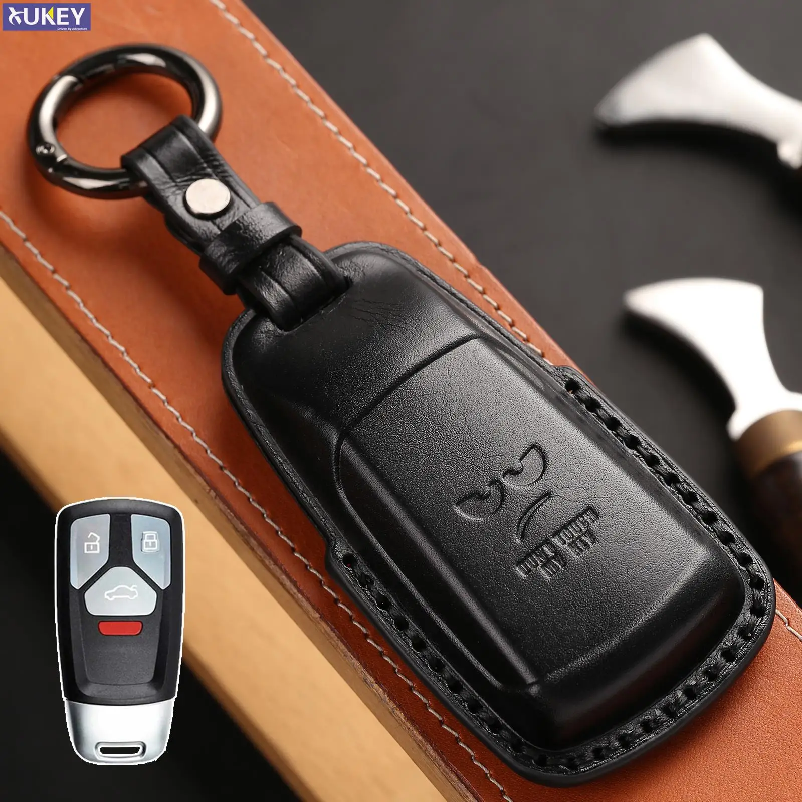 

4 Button Remote Smart Key Ring Cover Case Protector Holder Genuine Leather For Audi A4 Quattro Allroad A5 Sportback TT Quattro