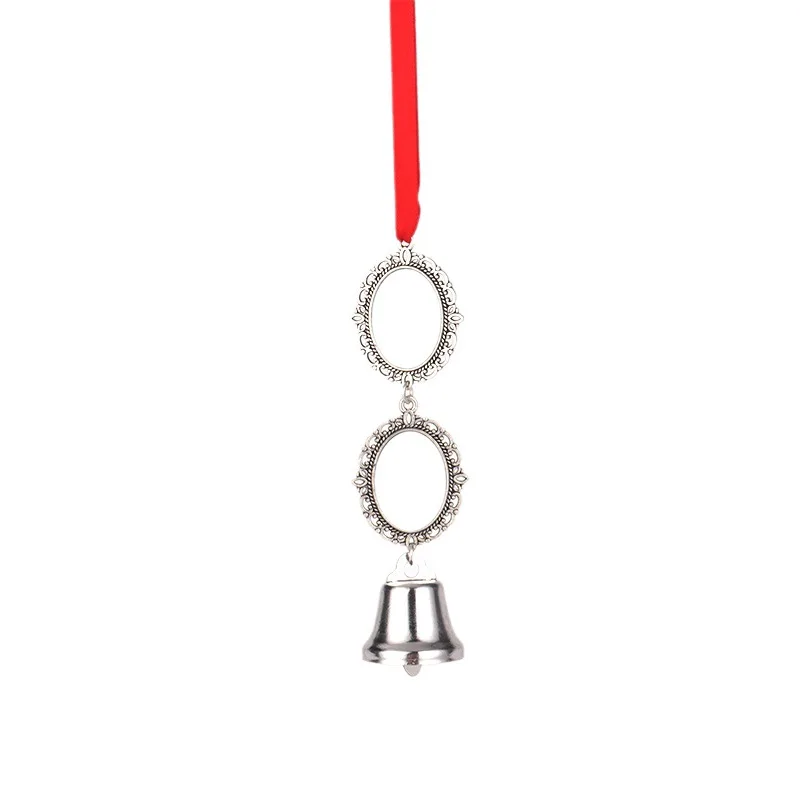

10pcs Sublimation Christmas Pendant Bell Metal Horn Xmas Tree Hanging Ornaments Blank For Heat Transfer Custom Photo
