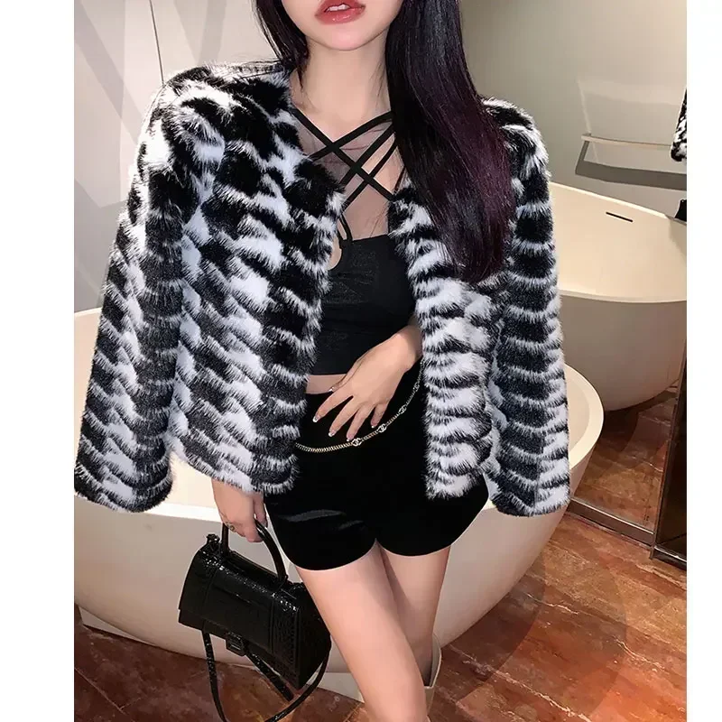 2023 New Faux Mink Coats Autumn Winter Fluffy Black Faux Fur Coat Women Elegant Thick Faux Fur Jackets For Women Tops