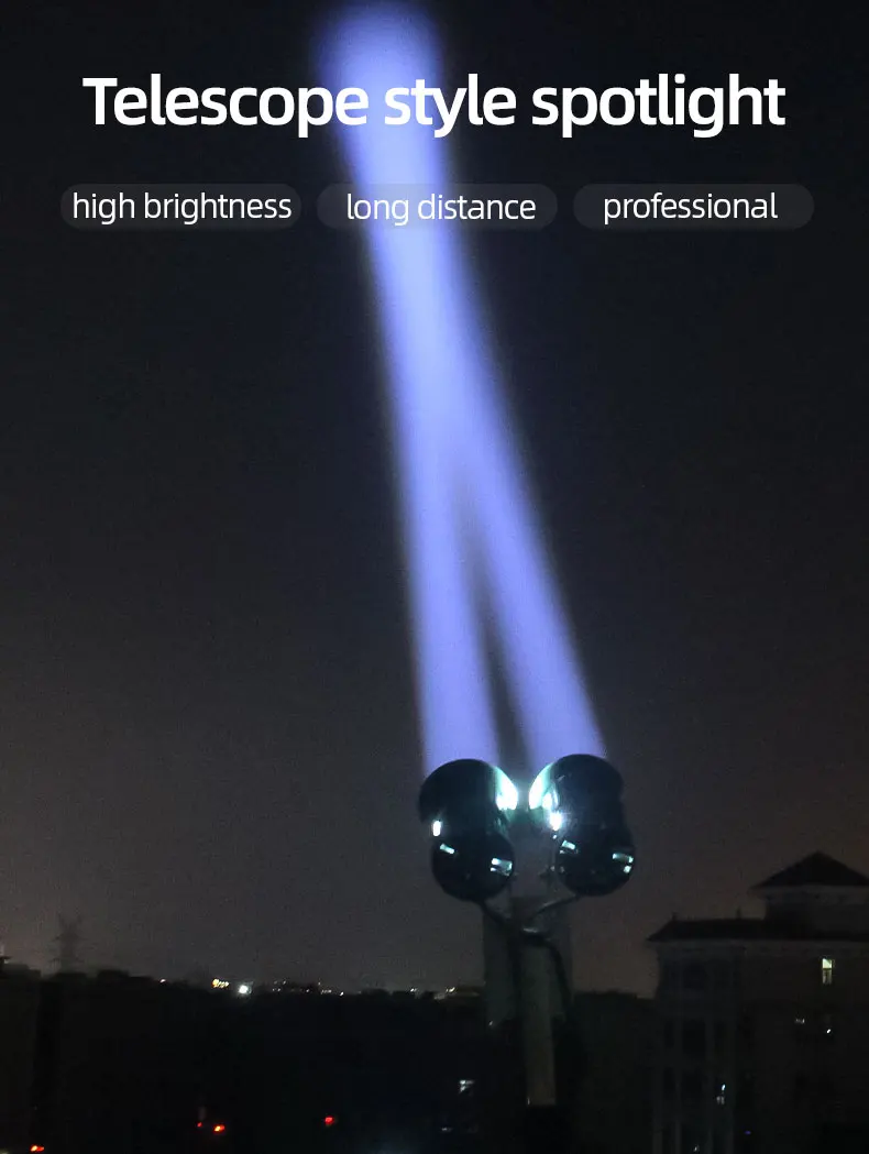 Description Picture 2 of itemPowerful Spotlight 3000m Double Headlight Flashlight 10000 lumen High Power Spotlights Telescopic Camping Lamp 12v Torch Light