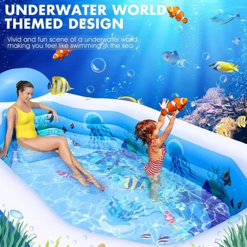 Inflatable swimming pool with canopy, children's large swimming pool, swimming pool with seats and backrest, 125 