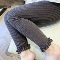 Kids Lace Pants Spring Fall Cotton Ribbed Girls Pants for Children Lace Legging Baby Trousers Soft Breathable Children Outfits 3