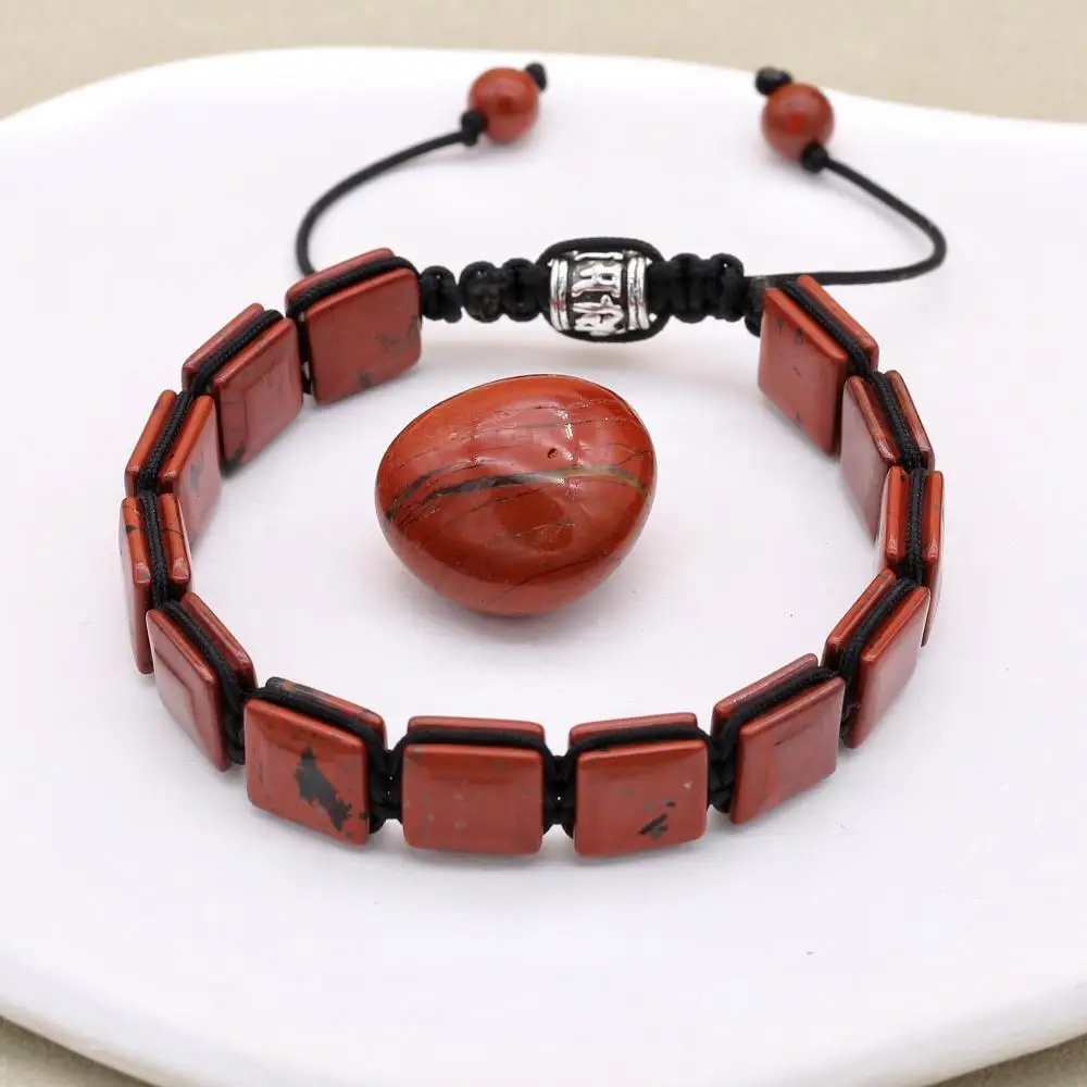 10MM Handmade Natural Red Jasper Stone Beads Braided Bracelet Bohemia Women Men Friendship Charm Bangles Couples Jewelry