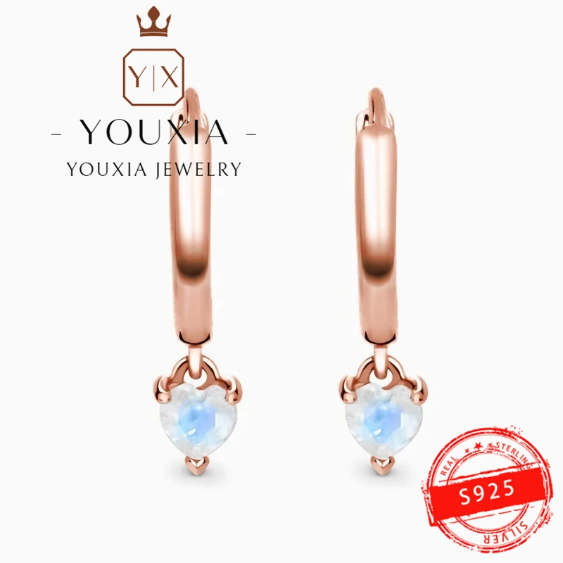 

Simple design Moonstone rose gold earrings jewelry 925 silver niche luxury exquisite ladies earrings