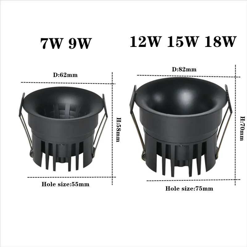 Embedded dimmable LED downlight anti-glare COB ceiling lamp arc lamp 7W-18W Living Room Hotel Shopping center