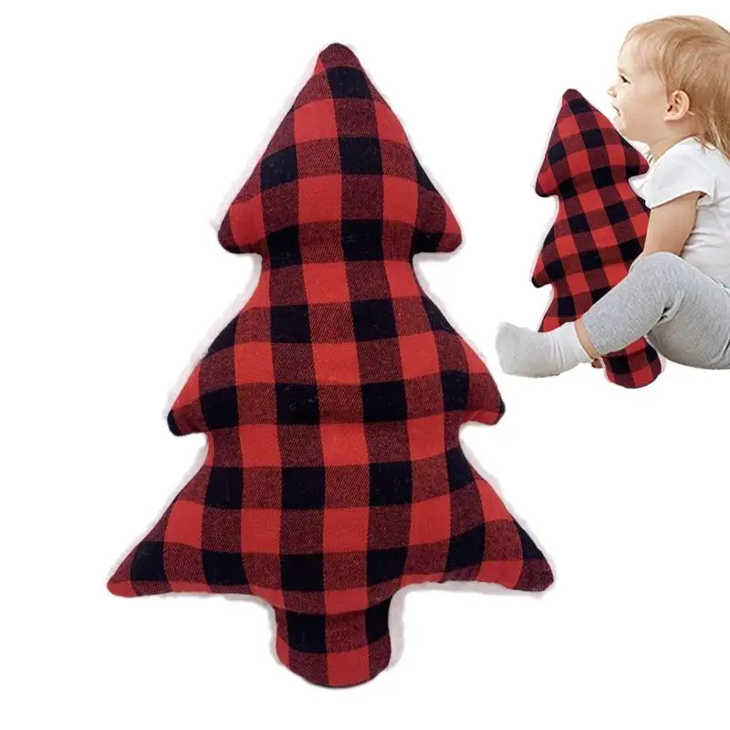 

Christmas Tree Pillow soft christmas tree plush Christmas Day Decorative Pillow Red Plaid Tree Plush Stuffed Toy Holiday Gift