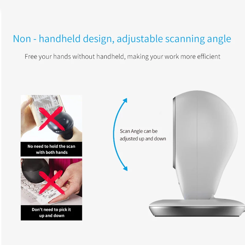 Omnidirectional Desktop Barcode Scanner Sense Automático 1d 2d qr Code Data Matrix Reader Usb Bar Code para Supermercado Varejo - Imagem 3