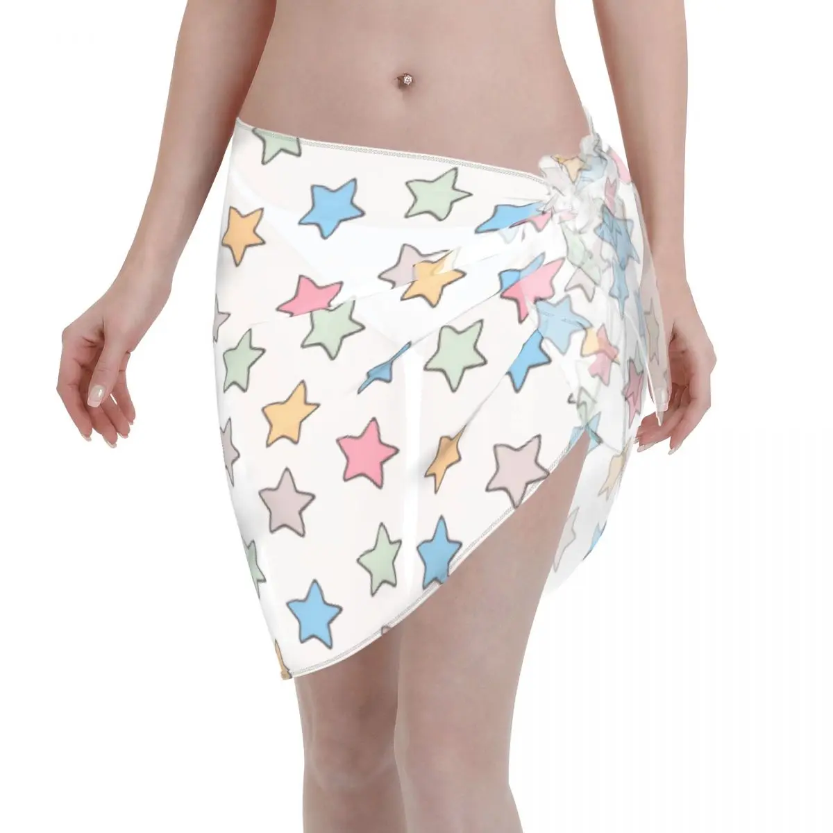 

Five Pointed Star Sexy Women Cover Up Wrap Chiffon Swimwear Pareo Sarong Beach Wear Colorful Bikinis Cover-Ups Skirt Swimsuits