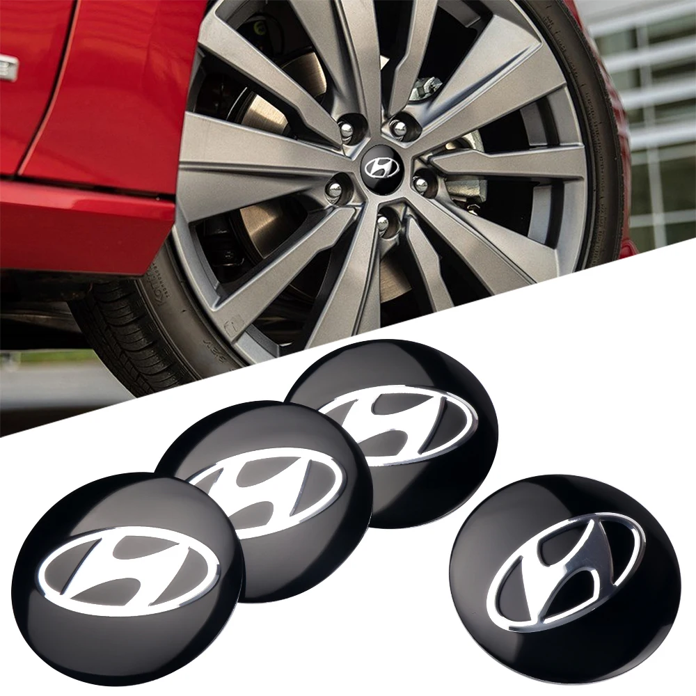 Car Styling 56mm 4Pcs Wheel Center Hub Cap emblem Stickers For HYUNDAI