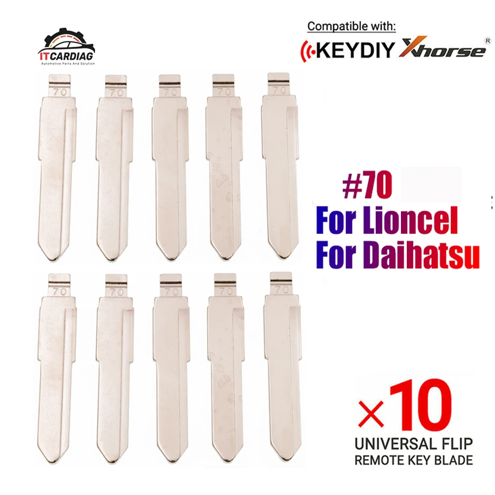 

10Pcs/Lot #70 Metal Blank Uncut Flip KD Remote Key Blade For Xhorse Type for Lioncel for Daihatsu Replacement NO.70 Blade