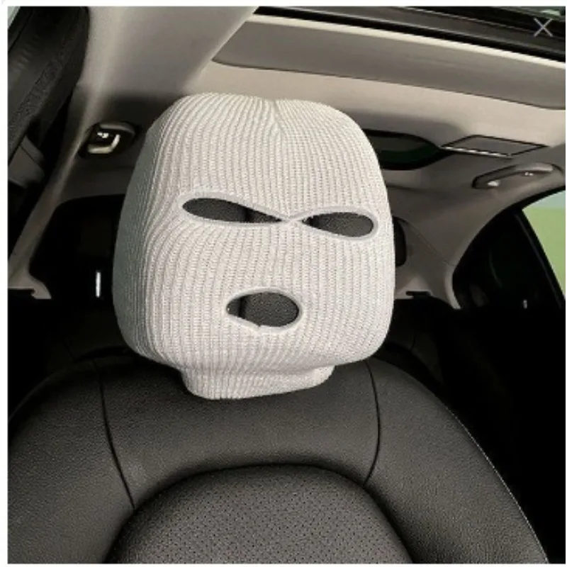 Set of Unique Black and White Car Headrest Covers – Fun and Stylish Auto Decoration