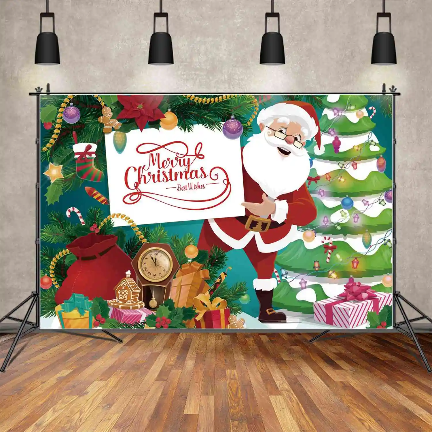 

Задний фон MOON.QG с надписью "Merry Christmas", "подарок отцу", "Детский Фотофон с баннером, дедом мороза, огнями, деревьями", декоративная фотобудка