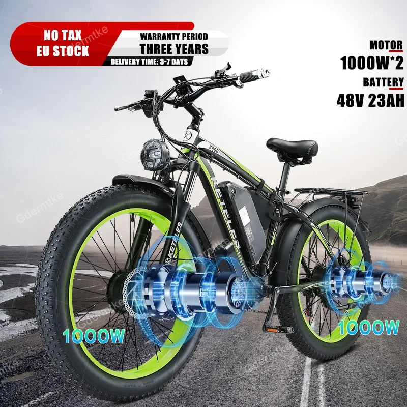 K800 Ebike 2000W Doppio Motore 48 V23Ah Batteria Al Litio Freno Idraulico City Bici Elettrica Mountain 26*4.0 Fat Tire Bicicletta Elettrica