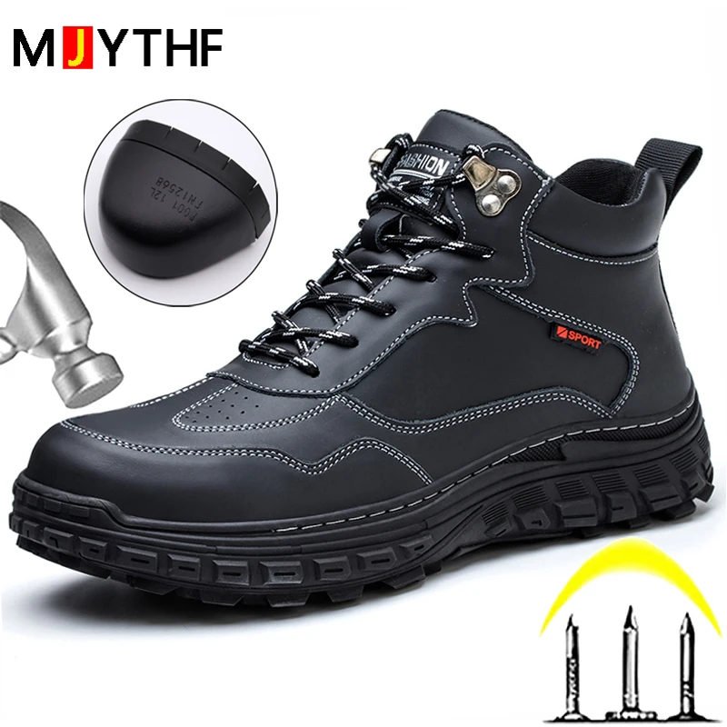 

Genuine Leather Men Safety Shoes Anti Smashing Anti Piercing Waterproof Security Shoes Work Boots Steel Toe Shoes Indestructible