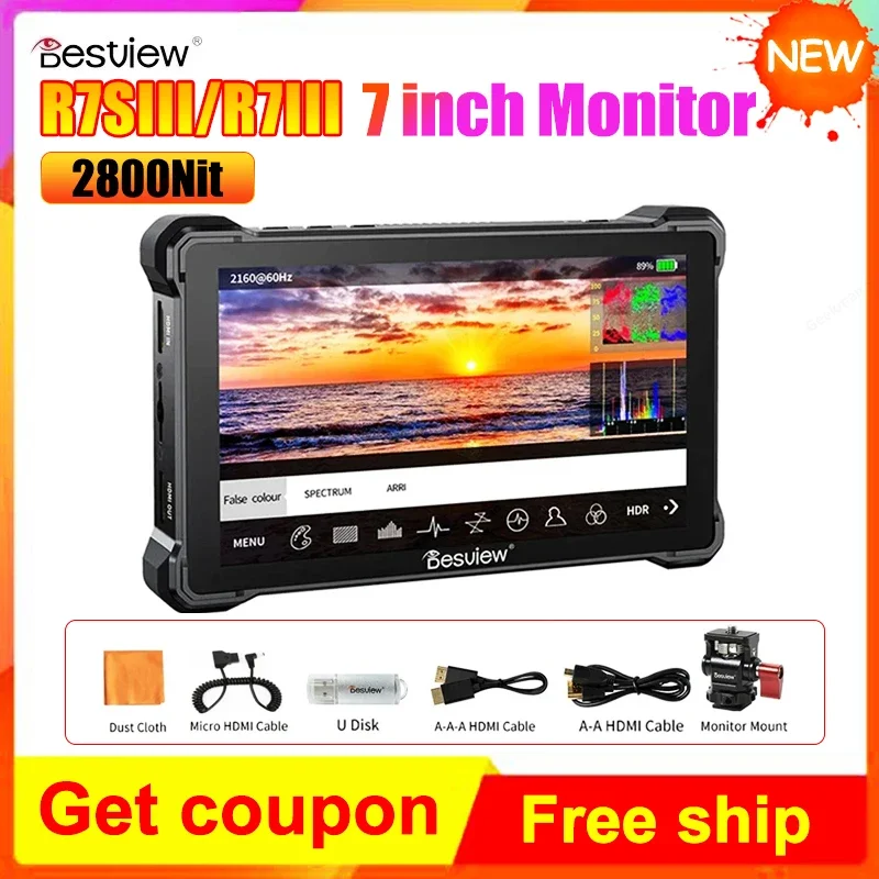 Desview Monitor R7SIII / R7III 7 Inch Touch Screen Camera Field 2800nits UHB Full HD IPS 178 View Angle 4K HDMI-compatiable