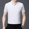Men's Ultra Stretch Short Sleeve Shirt Business Casual  Breathable Stretchable Abrasion-Resistant Solid Color Short Sleeve Shirt 2