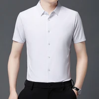 Men's Ultra Stretch Short Sleeve Shirt Business Casual  Breathable Stretchable Abrasion-Resistant Solid Color Short Sleeve Shirt 2