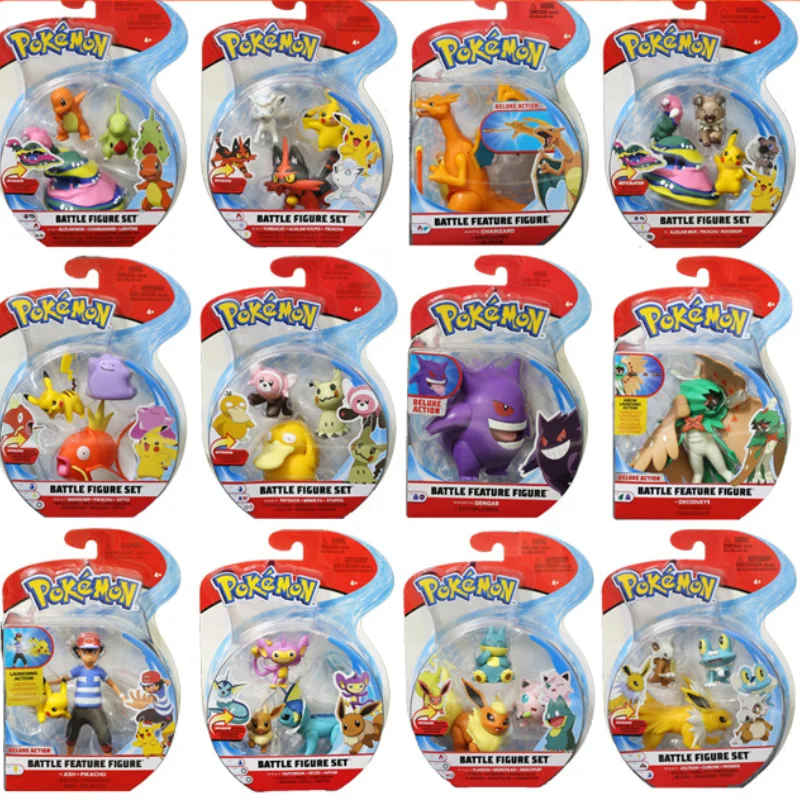 Genuine WCT Pokemon Battle Feature Figures Pikachu Mew Gengar Charmander Snorlax Eevee Model Toy Gift Decoration Collection | Игрушки и