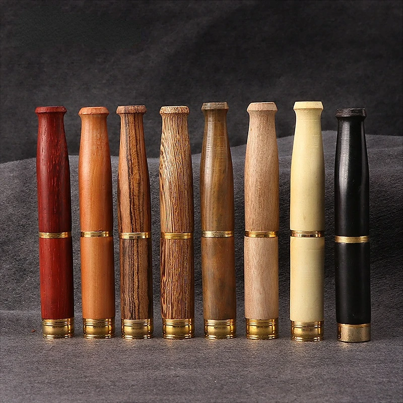 

Copper Wood Cigarette Holder Cleanable Pull Rod Filter Smoke Pipe Smoking Accessories for Men and Women