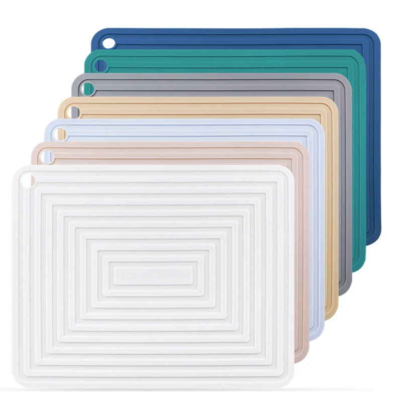 

Silicone Dish Pot Drying Mat Heat-resistant Tableware Cup Draining Mat Kitchen Non-slip Round Rectangular Coaster Pad Table Mat