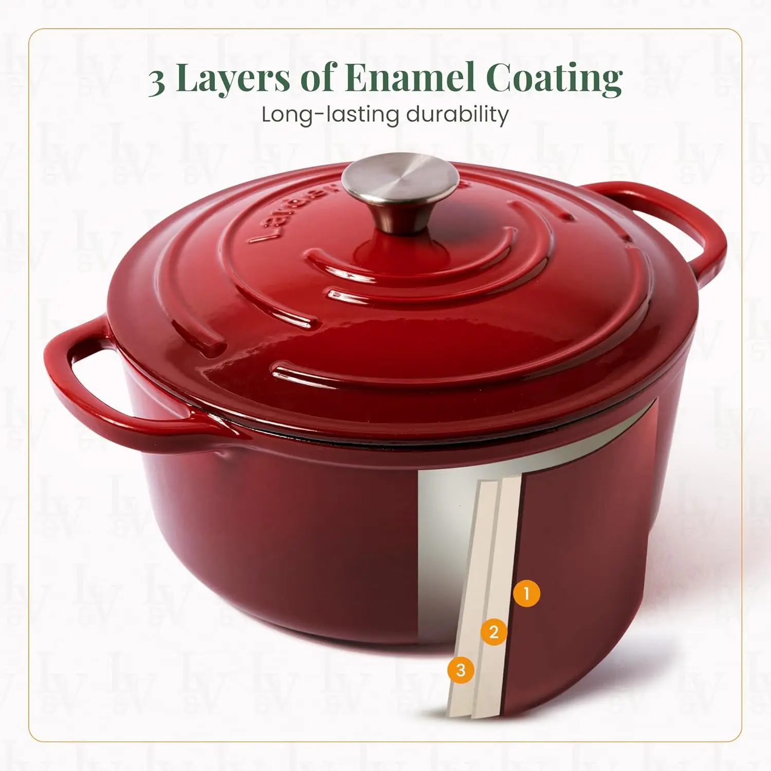 Cast Iron Dutch   5.7qt Dutch Oven Pot with Lid Dutch  for Bread Baking  Compatible on All Cooktops &  Safe to 5 3