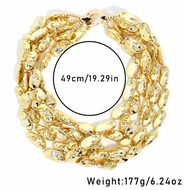 Collier multi-rangs texturé effet lave avec perles pour femme et fille, idéal pour mariage et soirée