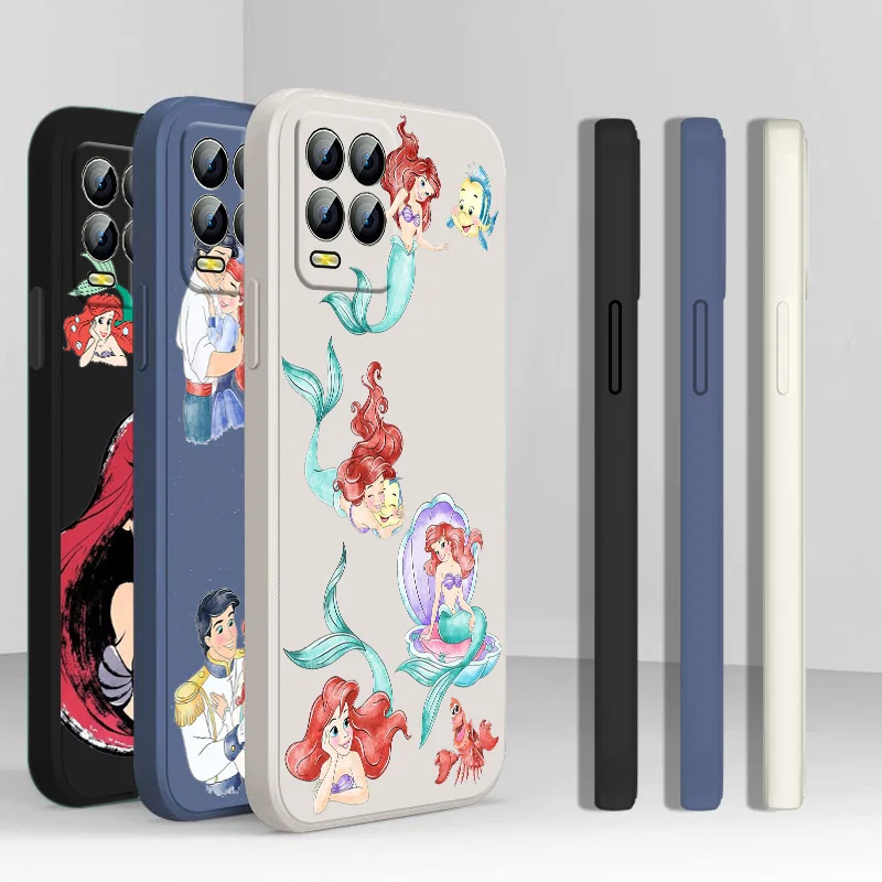 

Disney little Mermaid Phone Case Liquid Rope For Realme Q3S GT 2 S7 ST S2 C25Y C21Y C11 C17 Narzo 50A 50i 30 20 Funda Cover Back