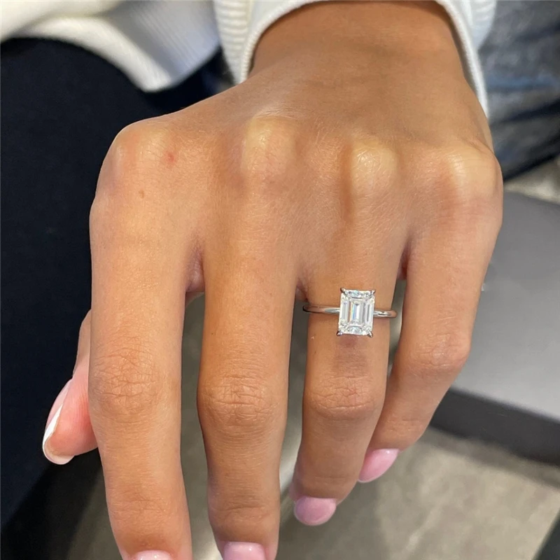 JY Jewelry 2.0CT Emerald Cut 8*6 Moissanite Ring Solitaire Vintage 14K Real Gold Jewelry Ring For Women Engagement Wedding Ring - Image 6