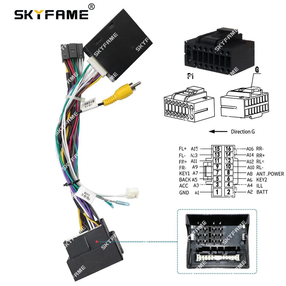 SKYFAME 16Pin Car Wiring Harness Adapter Canbus Box Decoder Android Radio Power Cable For Chery Jetour X70 X70M