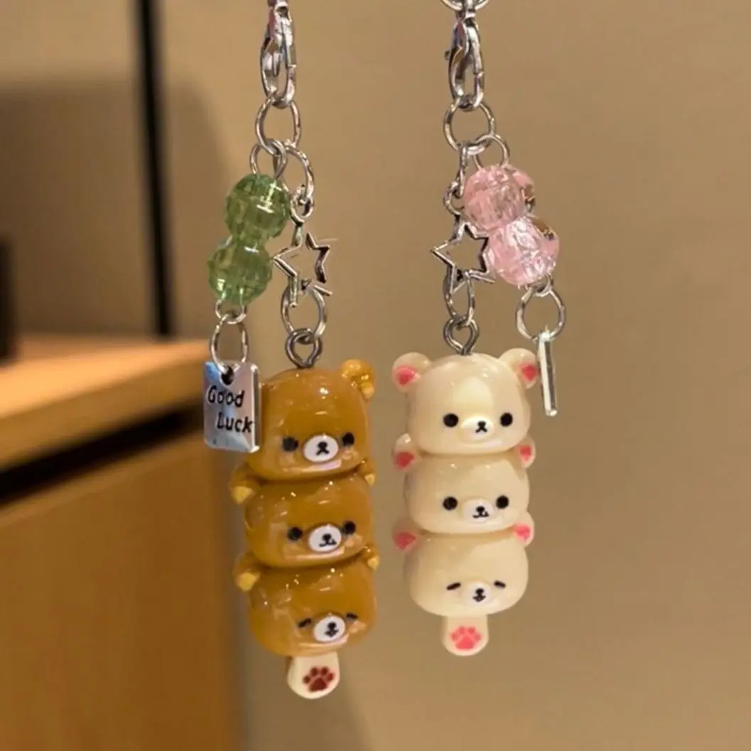 Cute Bear Phone Charms Pendant Kawaii Anime Keychain Accessories For Keys Schoolbag iPhone 17Promax Airpods Ins Korea New Y2K 2