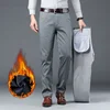 KUBRO Winter Men Warm Trousers Big Size Classic Style Business Fashion Regular Thick Casual Pants Male Brand Khaki Navy Black 1