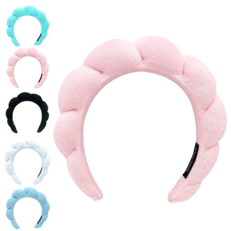 Sponge Makeup Bubble Terry Cloth Headband Versed Puffy Retro Hair Bands