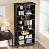 69-Inch Tall Bookcase with LED Lighting, Modern 9-Tier Freestanding Bookshelf with Solid Wood Legs, Wooden Open Display Shelf 5