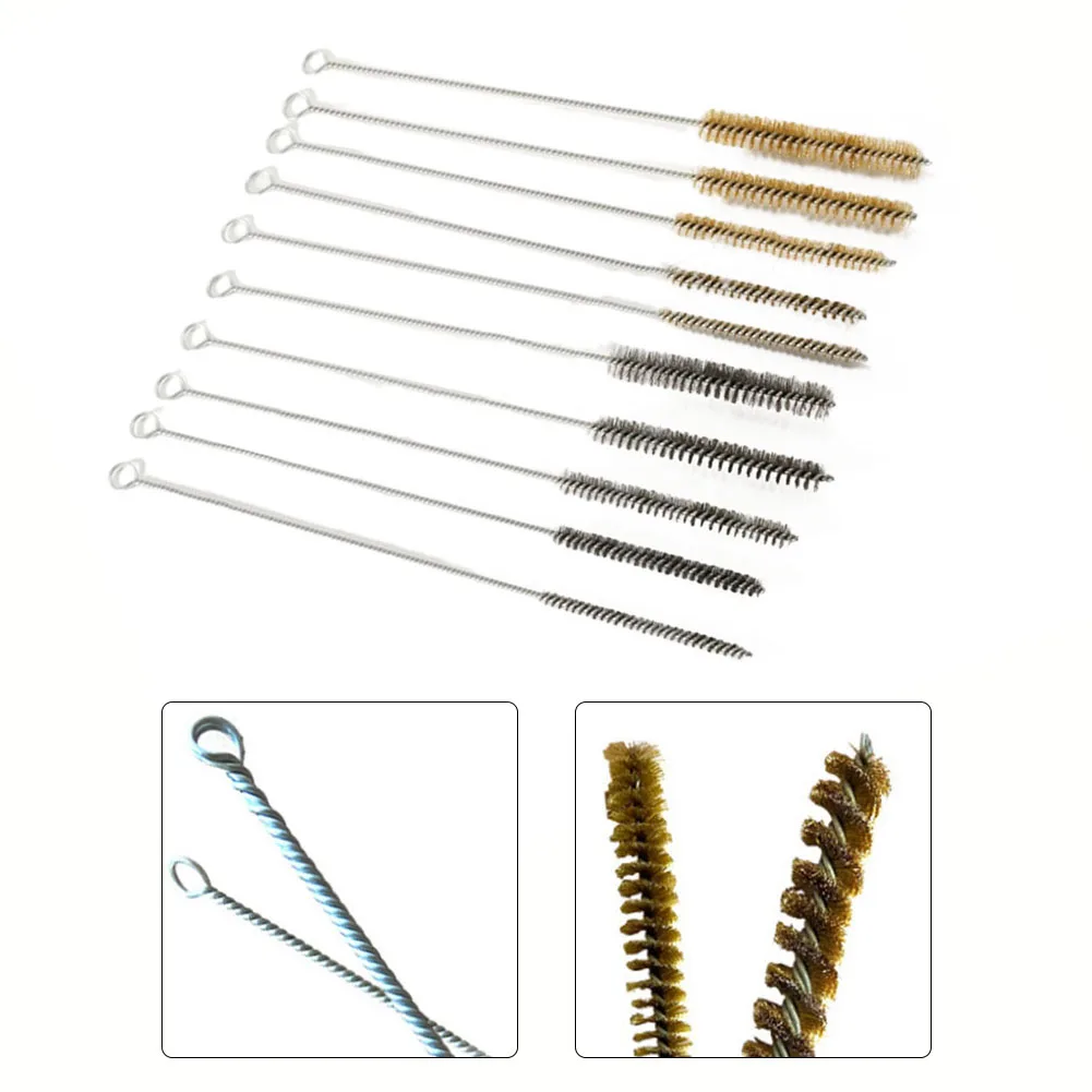 5/10pcs Cleaning Brushes Stainless Steels Brass Cylinder Wire Tubes Pipe Cleaning Brushs For Power Drill Descaling Rust Removal 3
