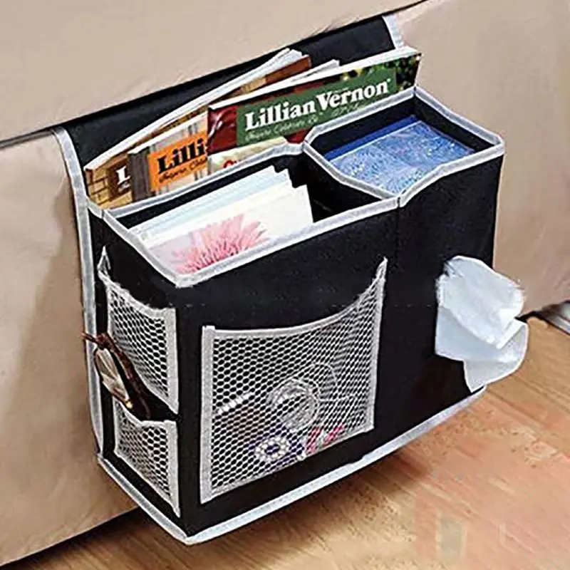 Sofa/Bed Bedside Cloth Storage Bag Magazines/Books/Newspaper/Remote Control/Phone/Tissues Container Holder Mesh Hanging Bags