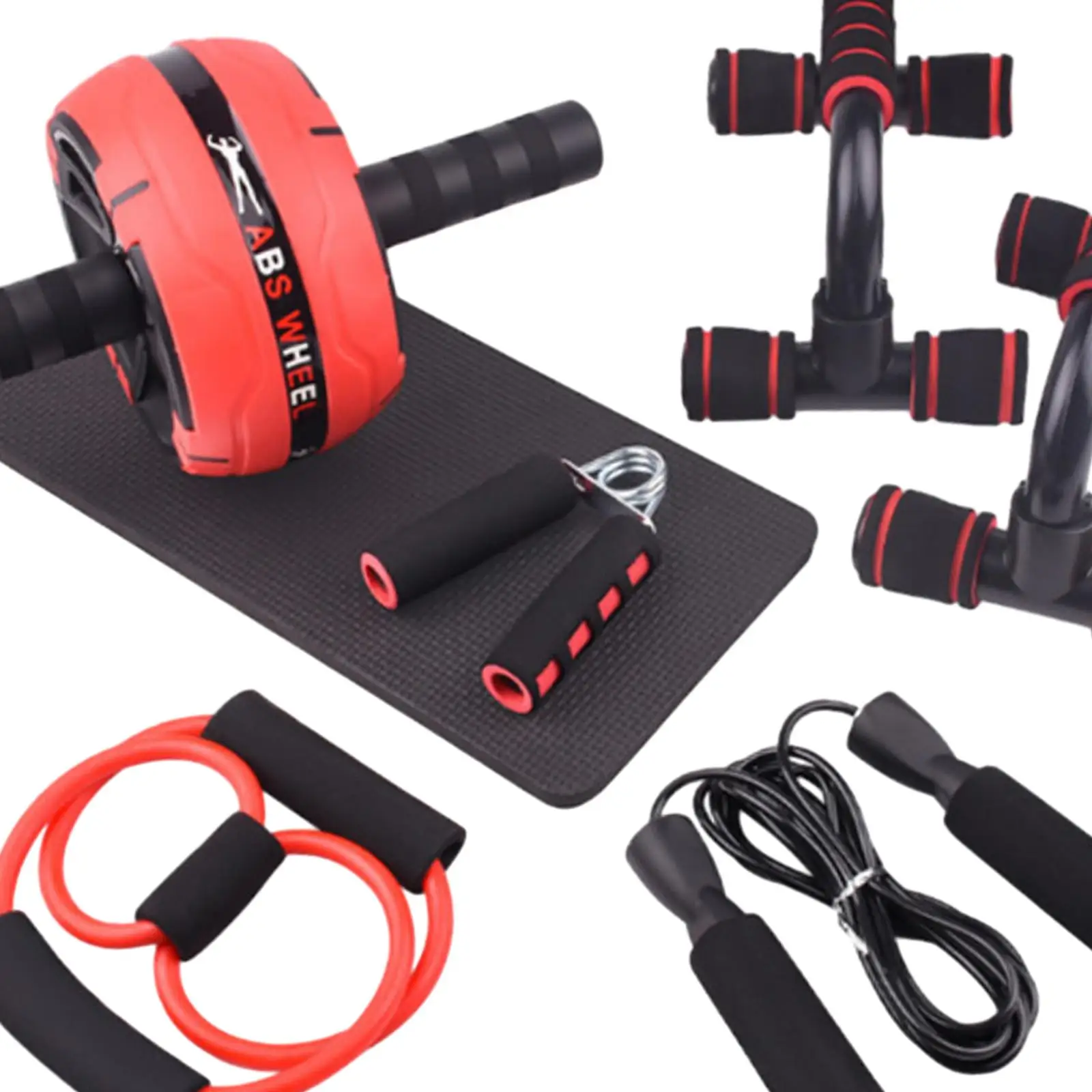 Ab Wheel for Beginners and Advanced Users 5 in 1 Abdominal Wheel Indoor Fitness Equipment Set Hand Grip Strengthener Knee Pad