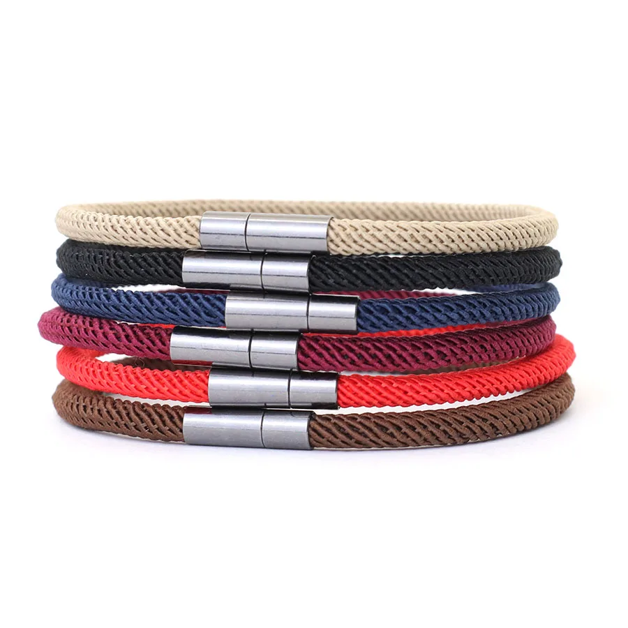 Minimalist4mmMilanRopeMensBraceletCharmsBlackHookSimpleBangle