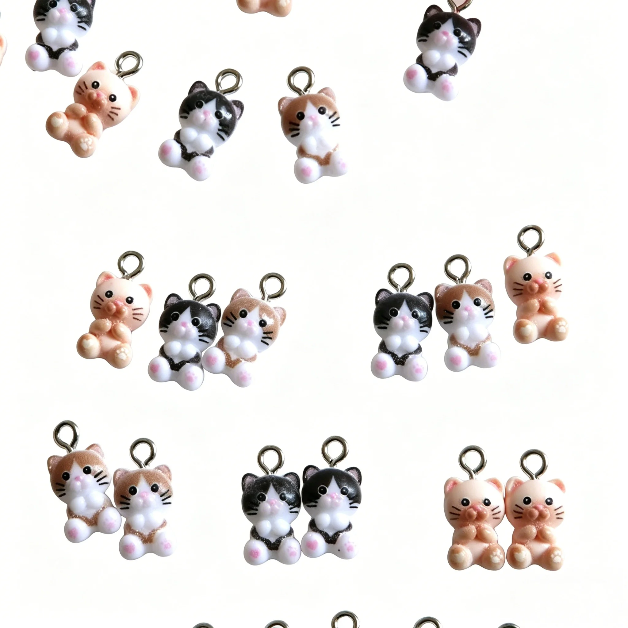 20개 귀여운 고양이 새끼 레진 펜던트 사랑스러운 미니 참 DIY 공예 쥬얼리 제작 선물용