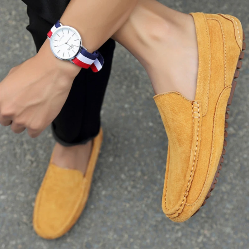 Herren Suede Leder Loafer Leichte Freizeitschuhe Slipper_voghion.com