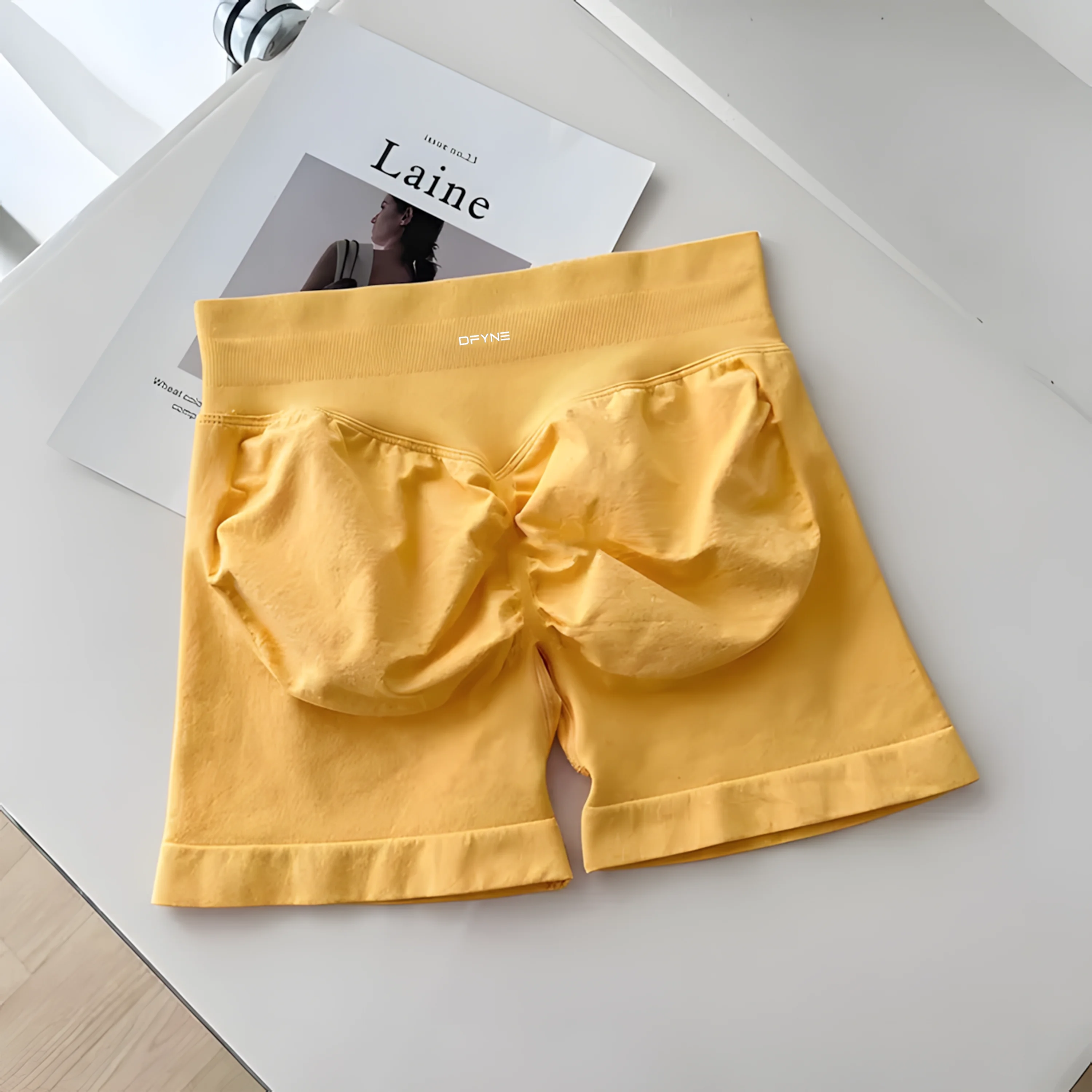 Ignite Shorts with Logo 4.5'' Low Waist Seamless Yoga Shorts Scrunch Bum Gym Shorts Workout Biker Short Stretch Fitness Short 5