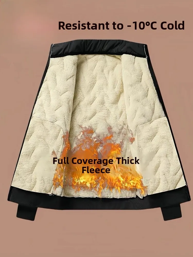 Pierre Cardin Men's Autumn Winter Thiened Fce Lined Casual Sports Suit Warm Dad Clothes Long Sve Coat Long Pants