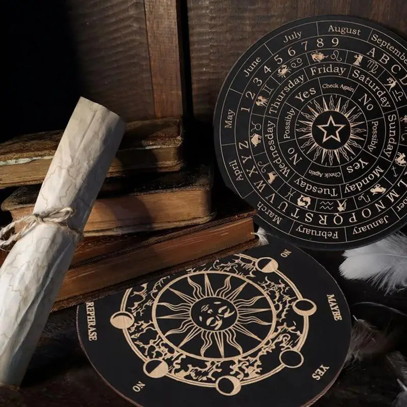 15cm Divination Board Wooden Star Pendulum Mat Communication Board Fortune Telling Toys Ouija Game Witch Crafts Supplies pendulum board
