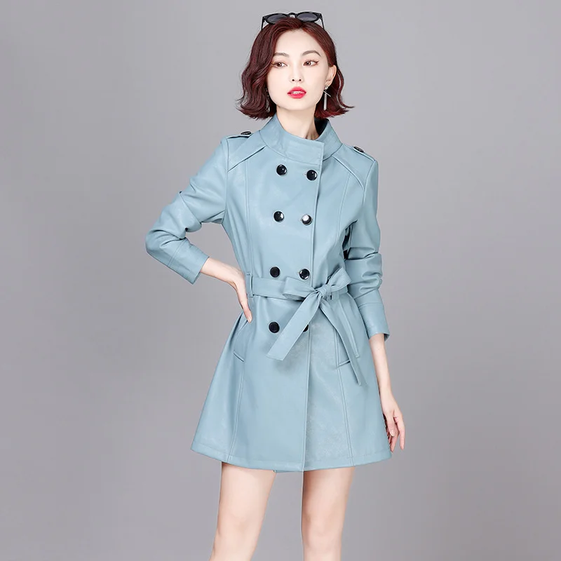 

2023 New Coat Women's Trench s for Sheepskin Plus Size Long Sleeve Leather