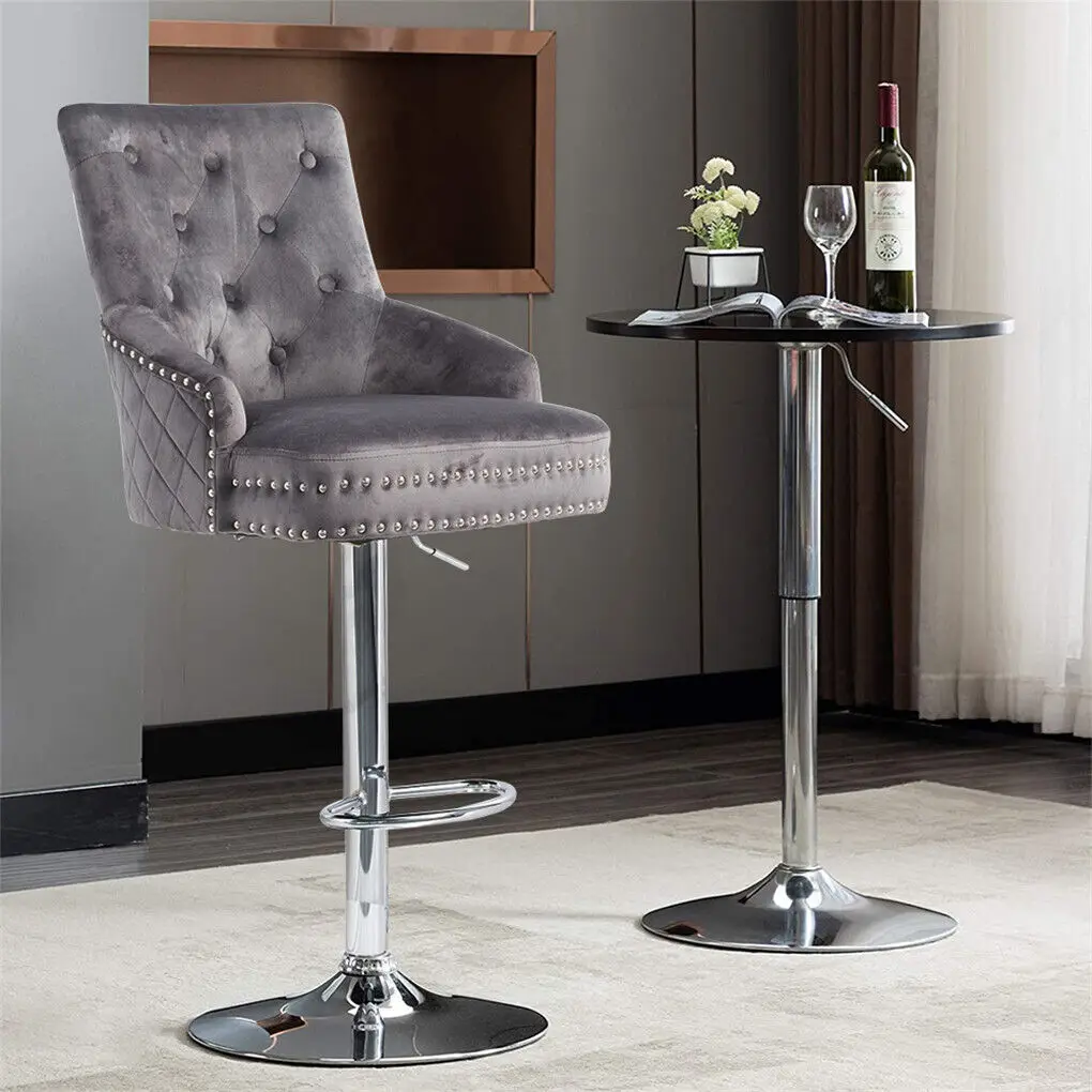 Luxury Velvet Swivel Bar Stools with Lion Knocker 2