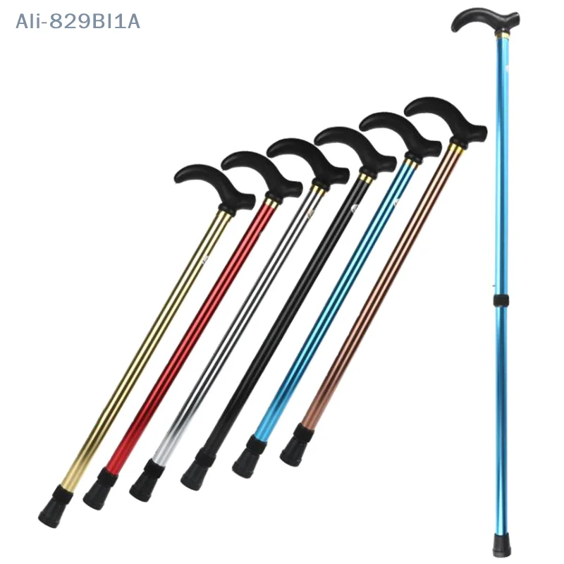 

1PC Aluminum Alloy Adjustable Walking Stick 2 Section Stable Anti-Skid Crutch Old Man Hiking Cane Height 75-90cm